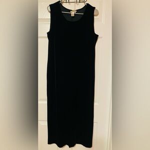 SOLD Vintage Coldwater Creek Aline Black Velvet Dress With Back Slit size L